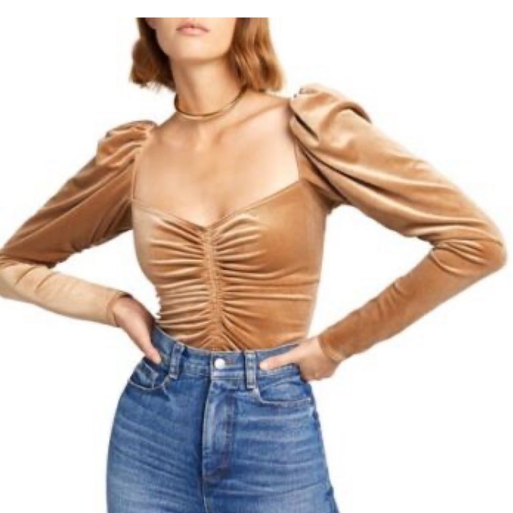 A.L.C - Chamberlain Velvet Puff-Sleeve Top